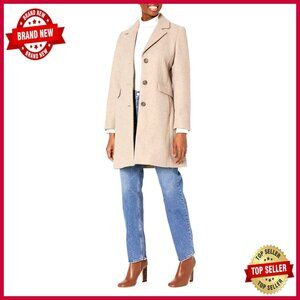 Faux Wool Winter Coat Single-Breasted Notch Collar Dress Coat 35"